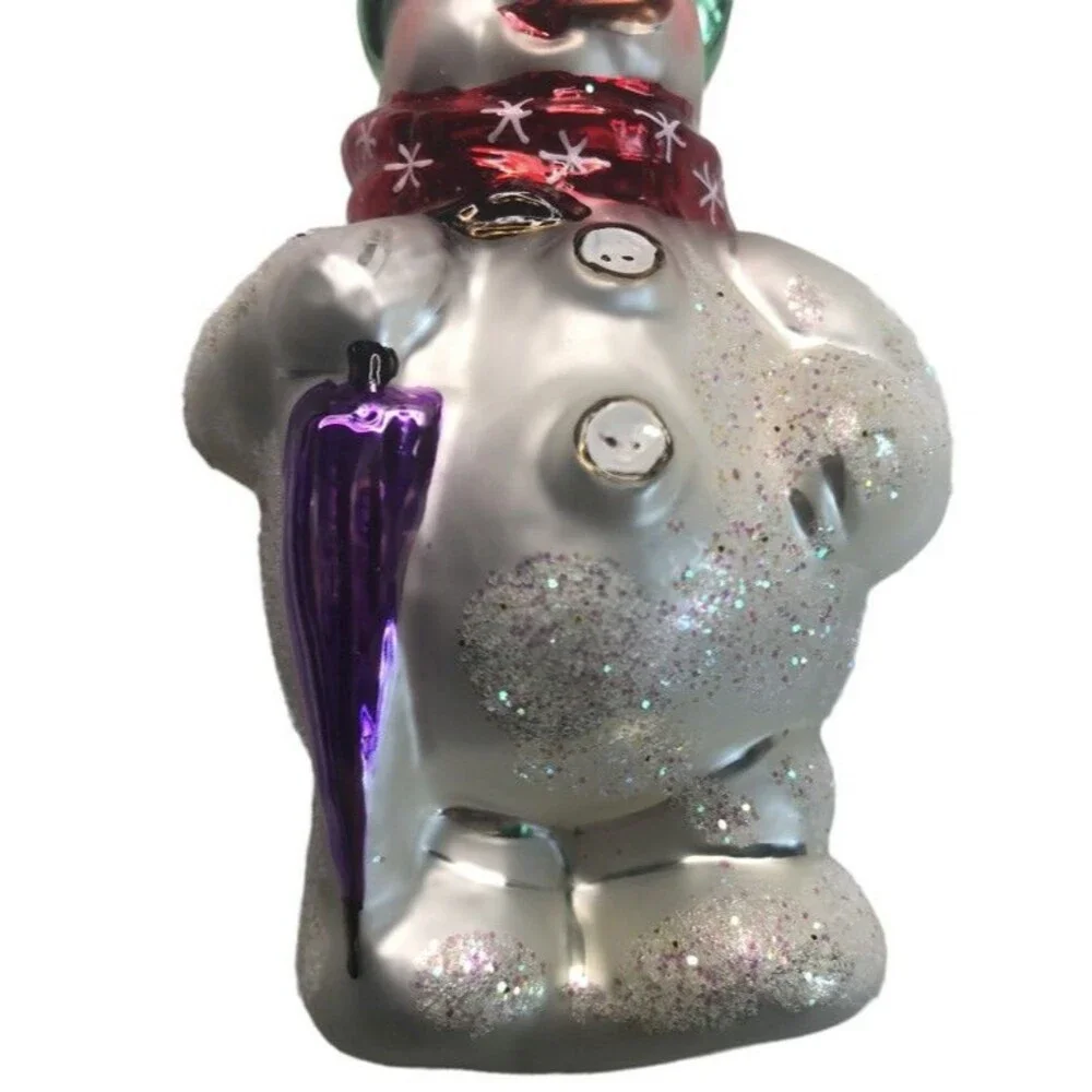 Vintage Christopher Radko Frosty Weather Snowman Christmas Ornament Tag Box 1996